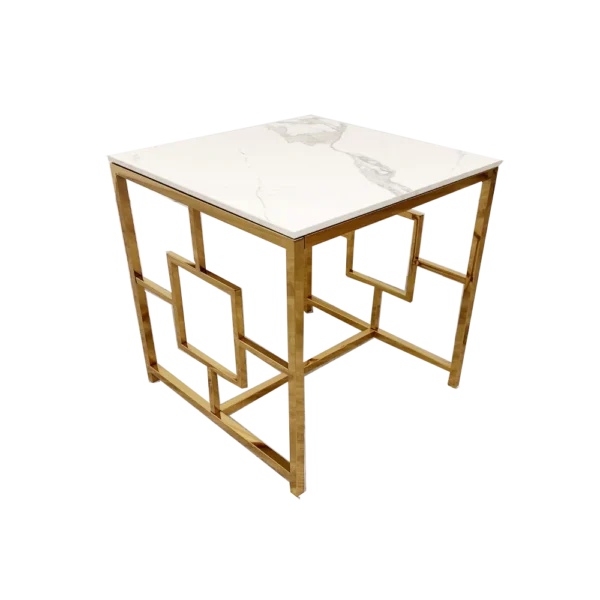 PROMO** Geo Gold Lamp Table with Polar White Sintered Top