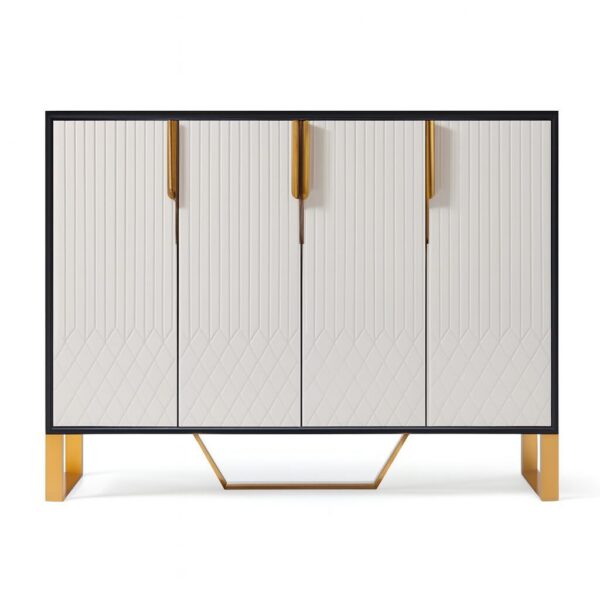 Amal Ribbed Furniture Range – Black, White & Gold (Sideboard)