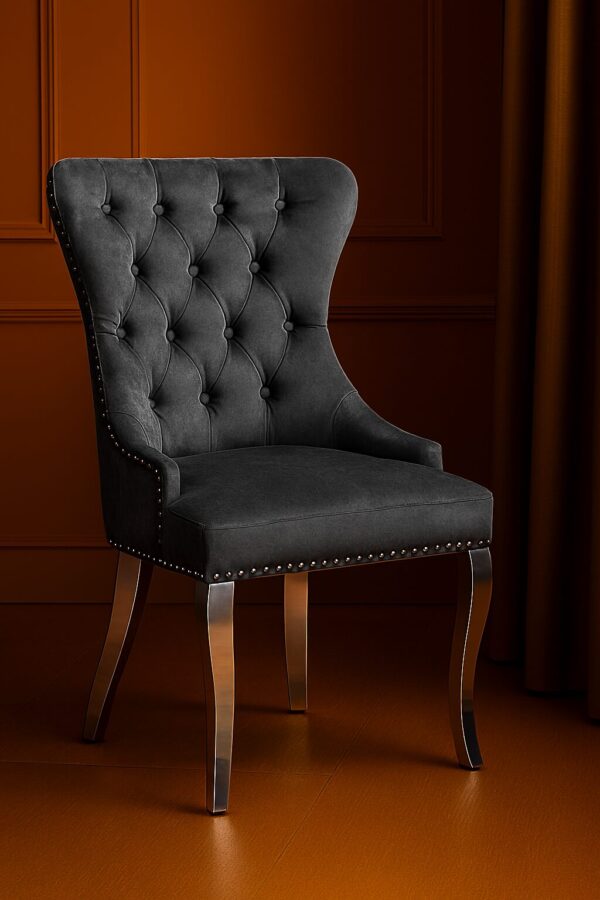 Pair Of Chelsea Chair with Ring Knocker and Chrome Legs